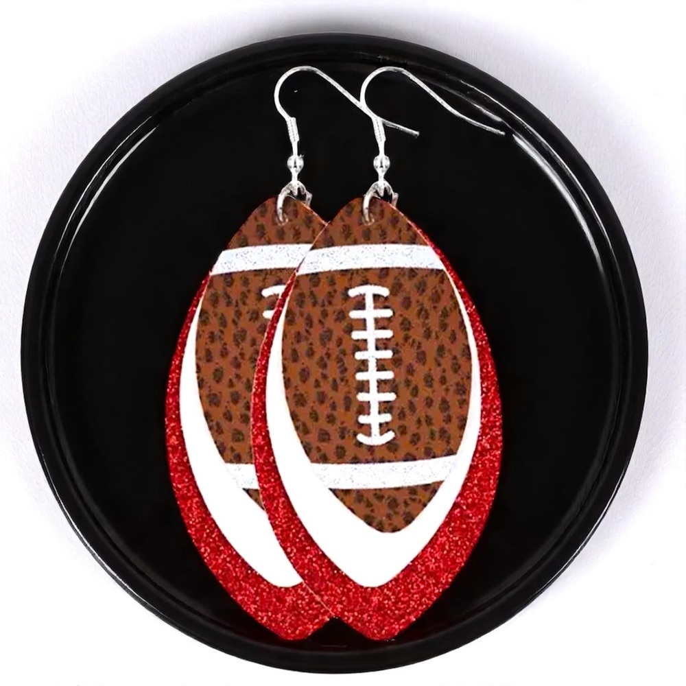 Game Day Glam: Red and White Football Earrings for the Ultimate Fan! 🏈 NWT